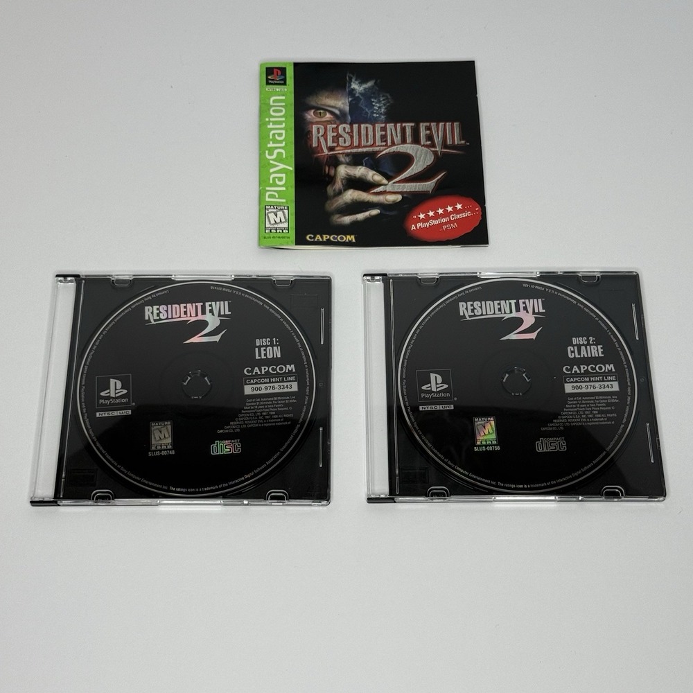 Resident Evil 2 (Sony PlayStation 1, 1998) PS1 Discs & Manual w/ Reg Card Works